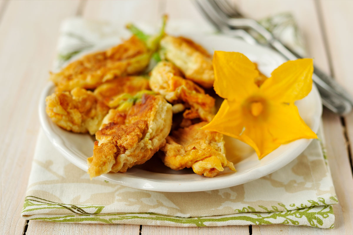 Filled zucchini flowers